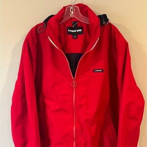Lands End Jacket Mens Large Full Zip Hood Mesh Liner Water Resistant Windbreaker